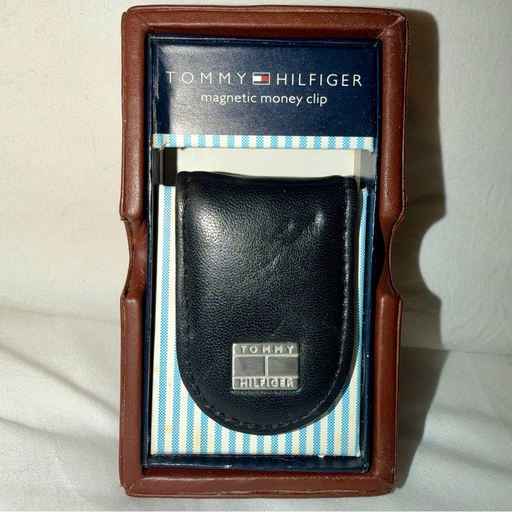 Tommy Hilfiger Navy Leather Money Clip